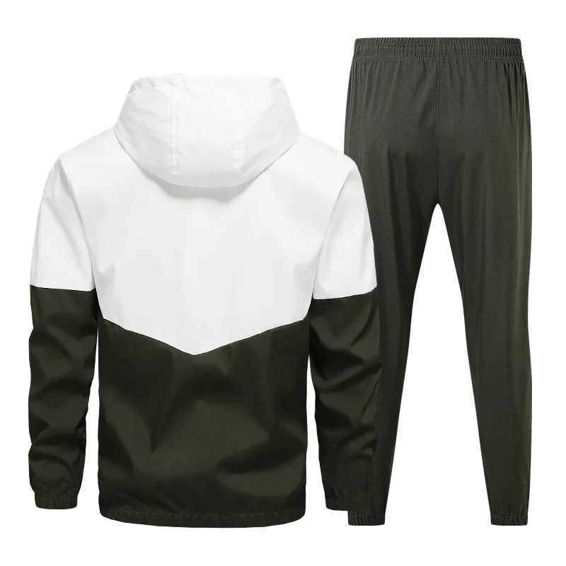 Spring and Autumn Mens Hooded Sports Leisure 2-piece Sets New Fashion Jacket and Pants Hip Hop Casual Running Sportswear Men M260320