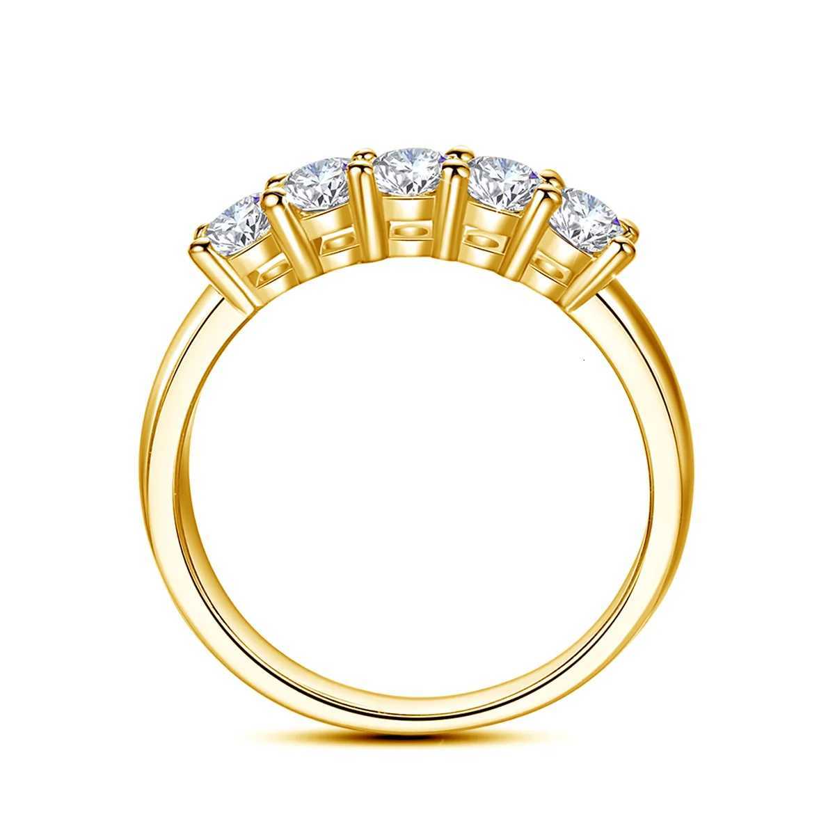 With Certficate Solid 18K Gold Moissanite Ring For Women 5 Stone AU 750 Luxury Jewelry With Stamp Engagement Gift Trend H260320 - view 4