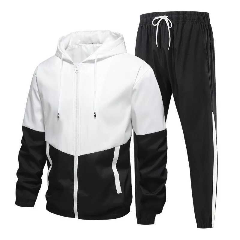 Spring and Autumn Mens Hooded Sports Leisure 2-piece Sets New Fashion Jacket and Pants Hip Hop Casual Running Sportswear Men M260320