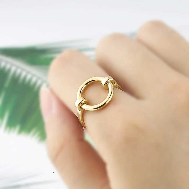 Simple Design Pure Form Circle Shape Ring Stainless Steel Gold Color Fashion Jewelry Bague Femme Homme Anillo H260320 - view 6