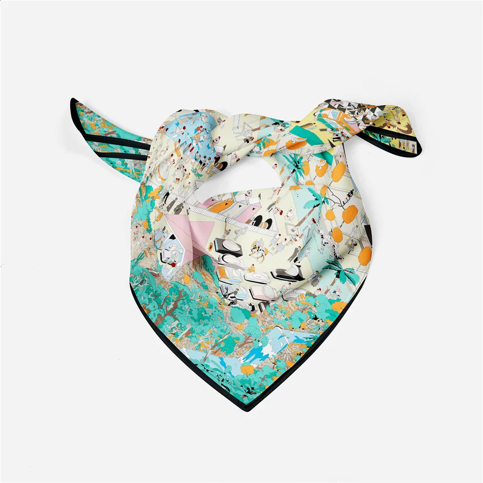 53cm Romantic Summer Vacation Fashion Scarves 100 Twill Silk Scarves Women Neckerchief Hijab Square Scarf Shawls 260319 - view 7