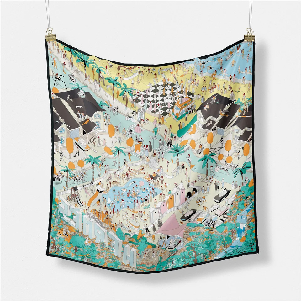 53cm Romantic Summer Vacation Fashion Scarves 100 Twill Silk Scarves Women Neckerchief Hijab Square Scarf Shawls 260319 - view 5