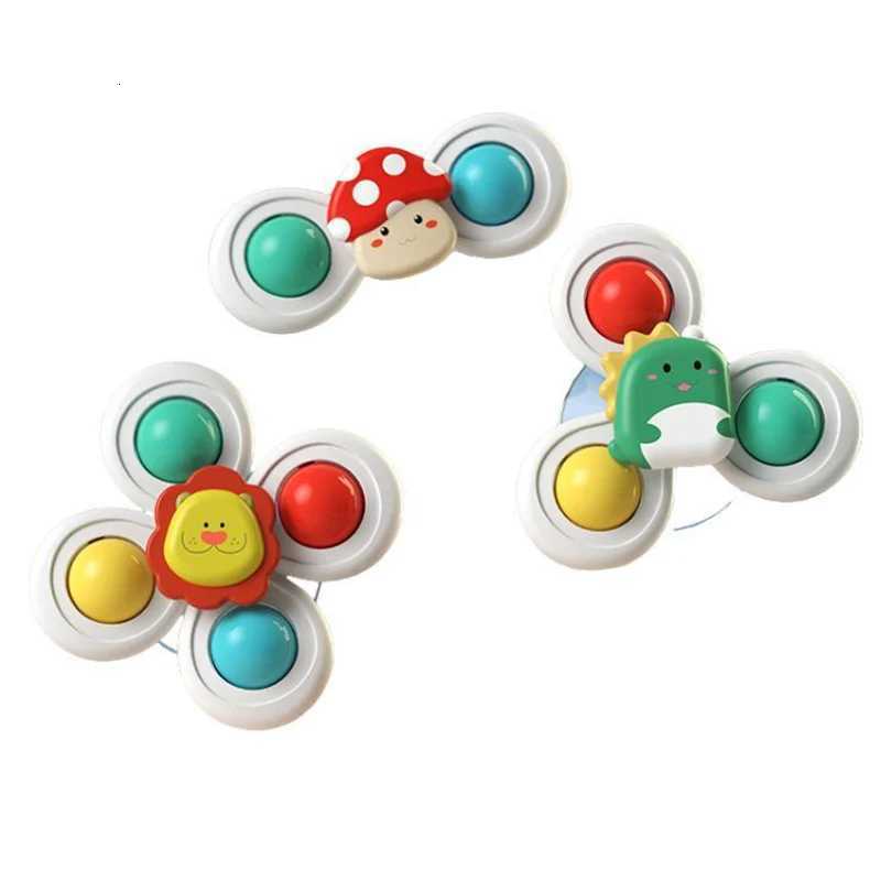 3PC Set Suction Cup Spinning Cartoon Animal Spinner Toys For Kids Window High Chair Tray Bath Table Travel for Children Gift Y260319