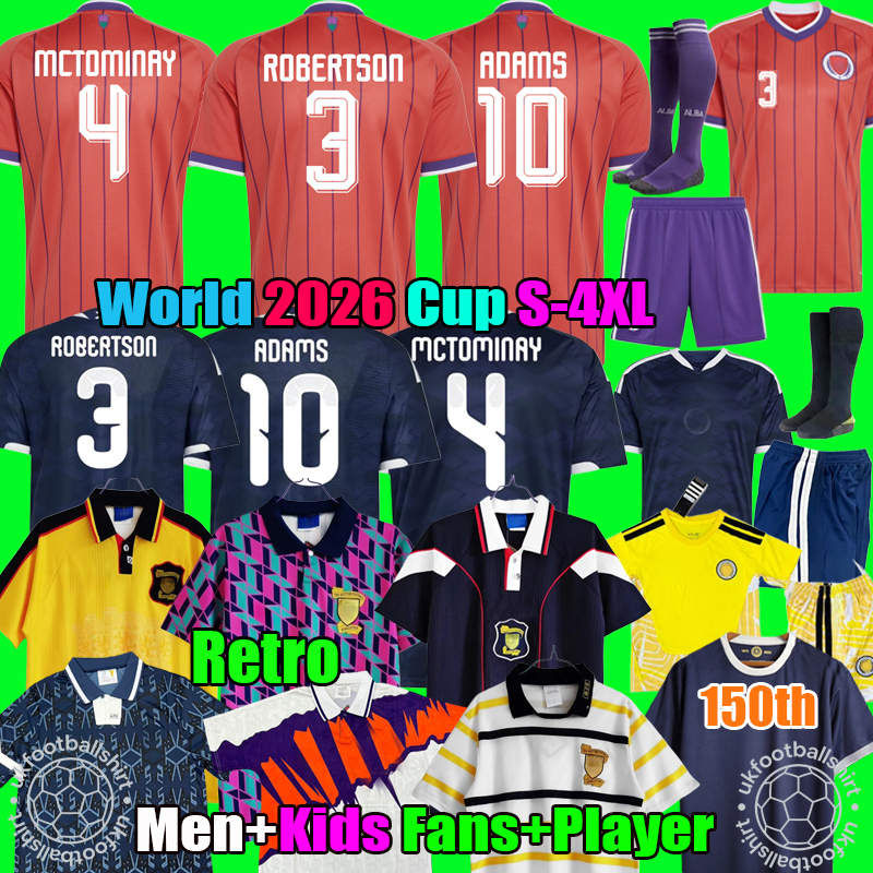S-4XL 2026 Scotland Football Shirt world cup 2026 Soccer Jerseys 150th anniversary Retro 1991 1994 1998 1992 2002 World Camisetas de Futbol men Kids Kit set tops