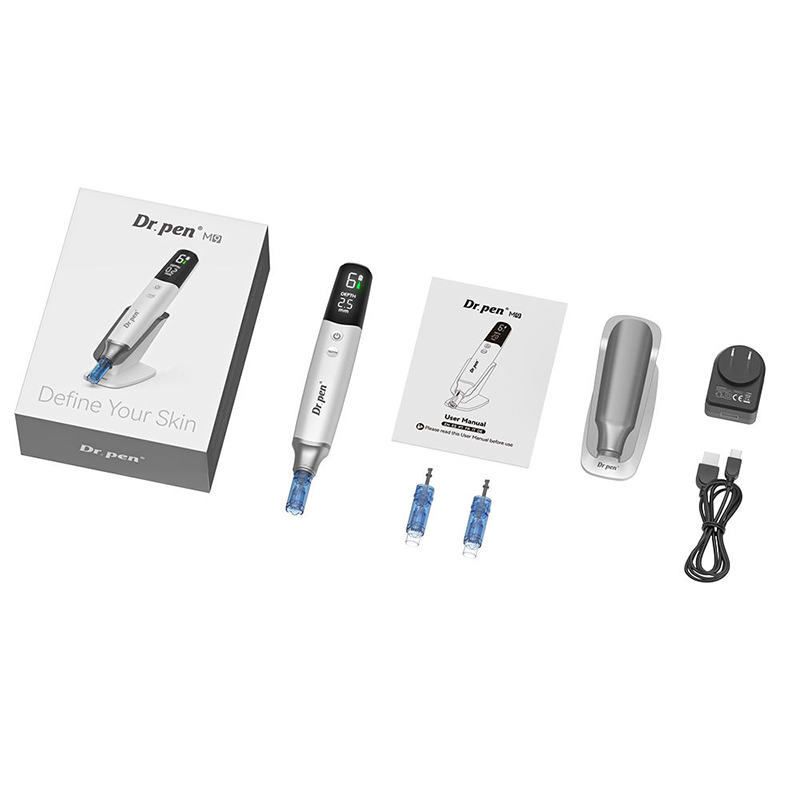 New Arrival Professional Dermapen Original Dr.pen M9 Microneedle Roller Stamp Device, 6 Speeds, 700mAh, with Smart Base & 2pcs Chip 18Pin Needle Cartr