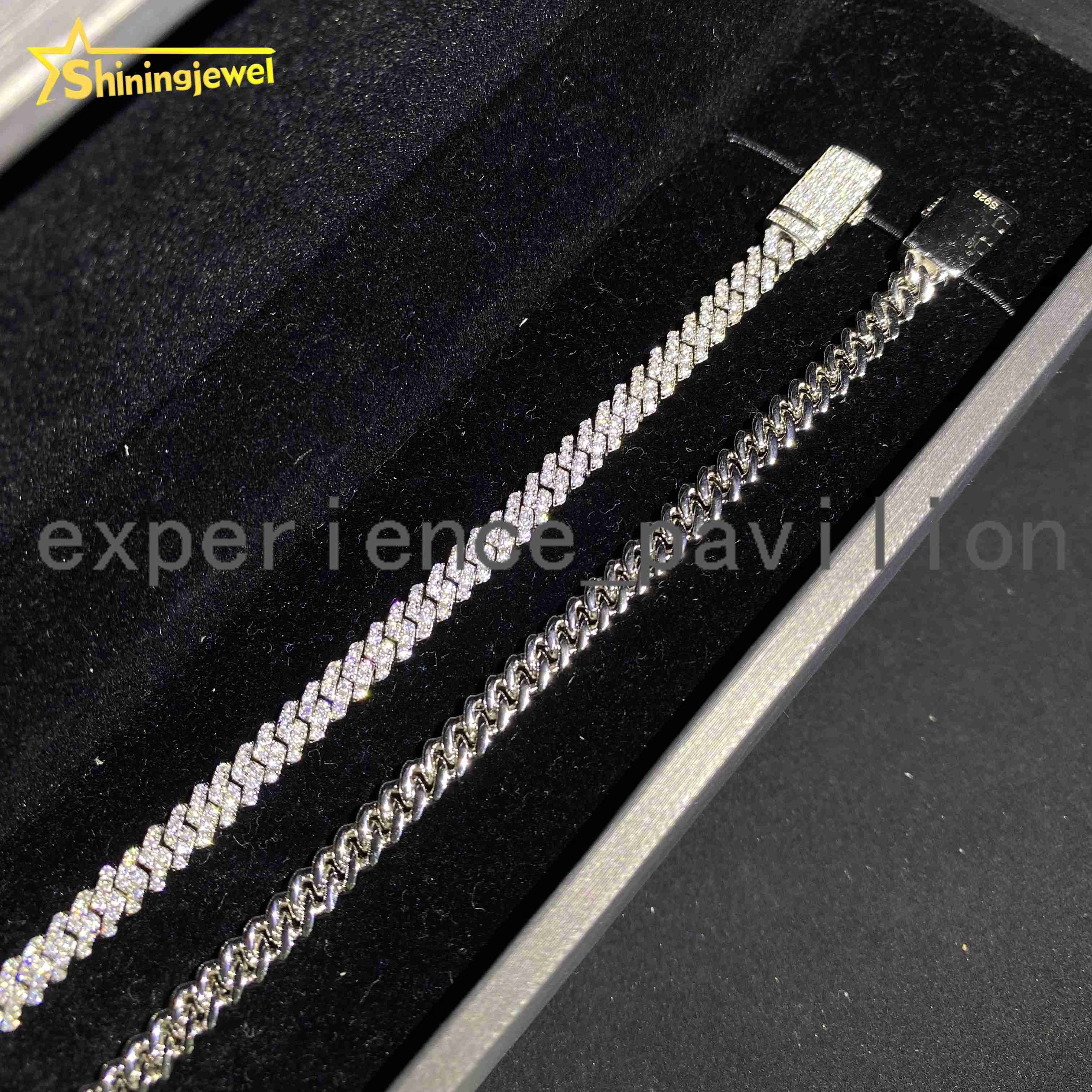 5mm Iced Out Fine Hip Hop Jewelry Necklace Solid 925 Silver VVS D Moissanite Cuban Link Chain Bracelet Pass Diamond Tester
