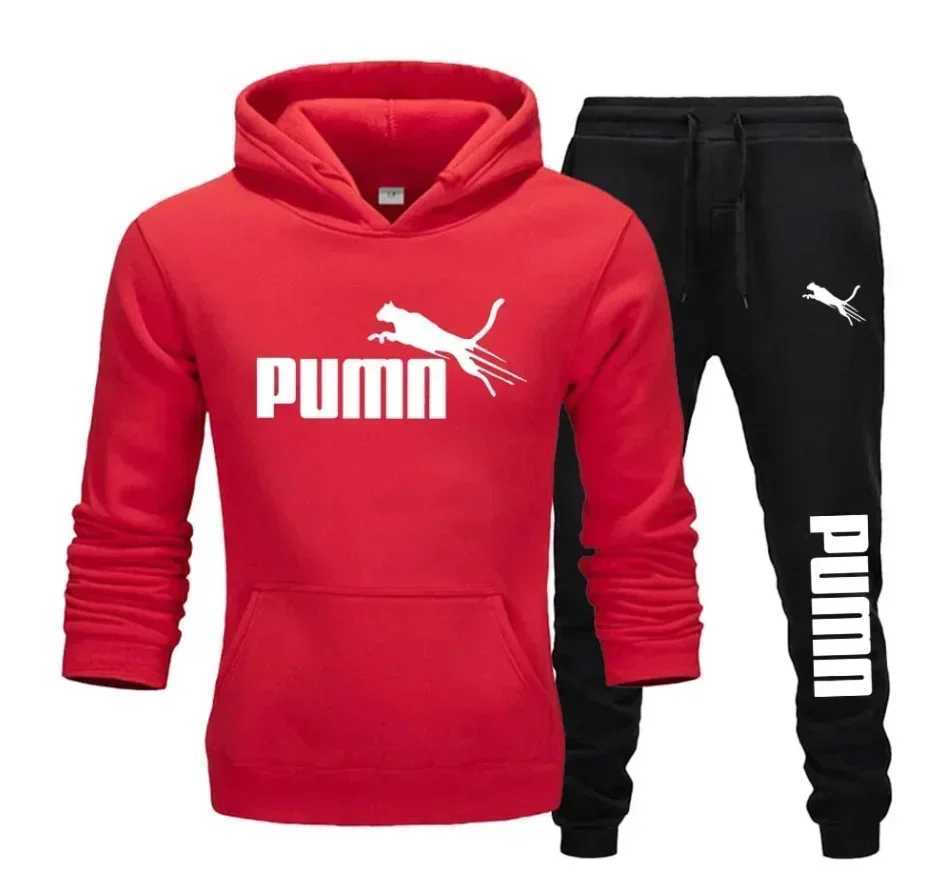 A new autumn and winter fashion fitness jogging casual sportswear set featuring a two-piece hooded sweatshirt and long pants M260320