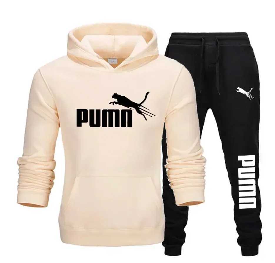 A new autumn and winter fashion fitness jogging casual sportswear set featuring a two-piece hooded sweatshirt and long pants M260320
