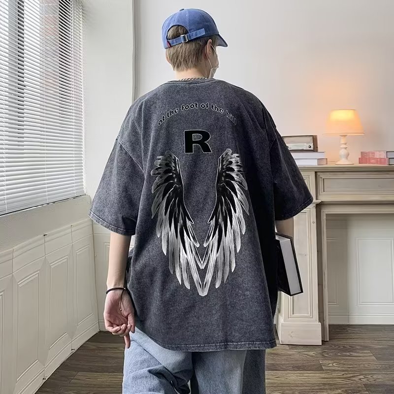 Men's Vintage Washed Graphic T-Shirts | Summer Versatile Oversized 1/2 Sleeve | Y2K Streetwear INS Trendy Tees