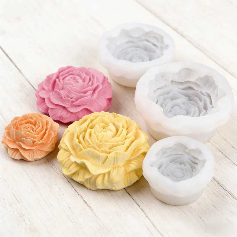 3D Peony Silicone Mold Easy Demould Reusable for DIY Beeswax Candle Soap Car Diffuser Resin Handmade Ornament Mothers Day Gift H260319