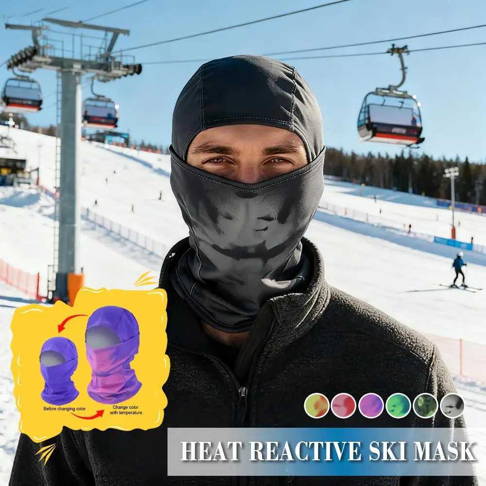 Heat Reactive Balaclava Unisex Temperature Sensitive Color Change Ski Mask Full Wrap Motorcycle For Hiking Cycling M260320