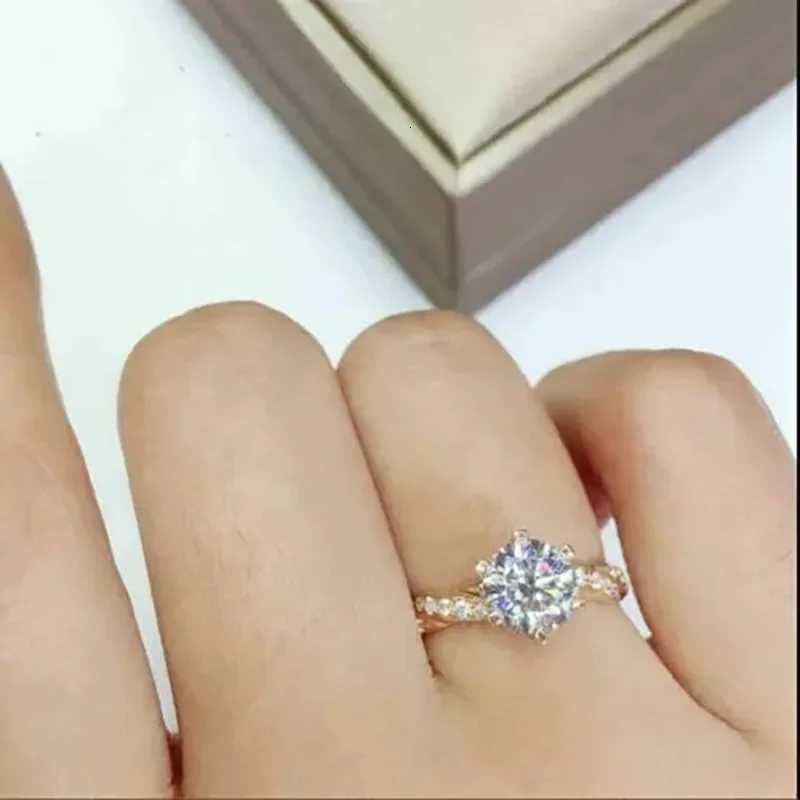 Luxury Shiny Gold Color Stainless Steel Moissanite Twist Couple Rings for Women Men High Quality Wedding Zircon Finger Jewelry H260320 - view 6