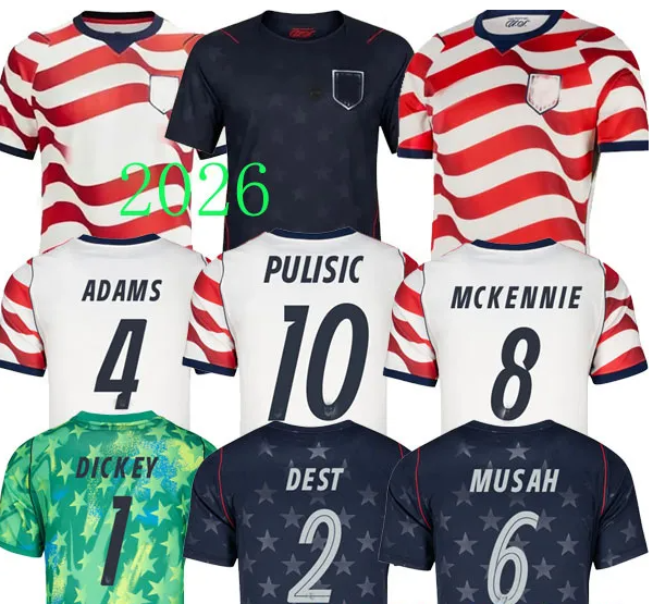 2026 World Cup PULISIC BALOGUN Football Jersey AARONSON WRIGHT ARFSTEN DEST 26 27 America Football Shirt Camisetas USA USMNT Fans PLAYER Men kids Kits