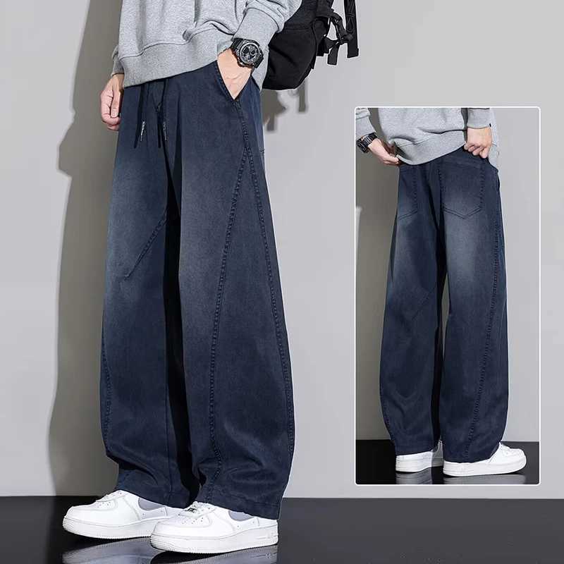 Men Spring Autumn Loose Straight Leg Wide Leg Jeans Daily Casual High Quality Male Denim Pants Fashion Versatile Blue Trousers D260320