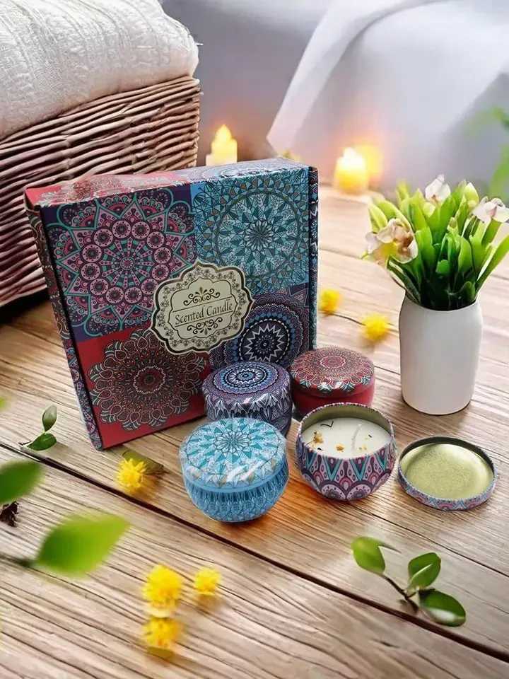 Set Of 4 Scented Candle Boxes 4 Fragrances Candles For Stress Relief Relaxation Yoga And Holiday GiftsColor box packing H260319