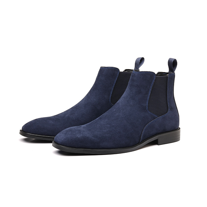 Designer Men's Shoes Autumn Winter Solid Color Chelsea Men S Boots British Fashion Large Size Suede Slip On Short Leather Shoes