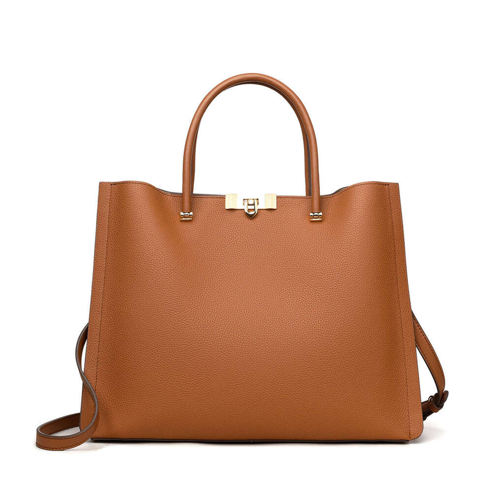 New Luxury Women's Genuine Leather Handbag Elegant Simple Tote Bag Large Capacity Shoulder Hobo Bag Soft Cowhide For Daily Commute & Work SENYY