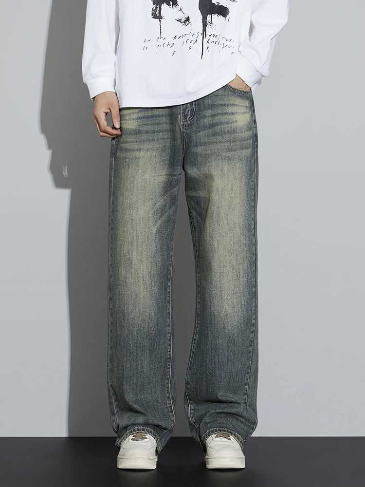 Cotton Baggy Men Wide Leg Jeans Retro Loose Streetwear Fashion Korean Straight Washed Denim Trousers High Quality Brand Clothes D260320