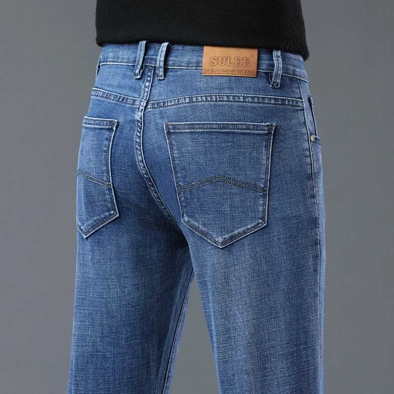 SULEE Autumn New Mens Straight Jeans Business Fashion High Quality Casual Denim Trousers Stretch Soft Classic Male Pants Blue D260320