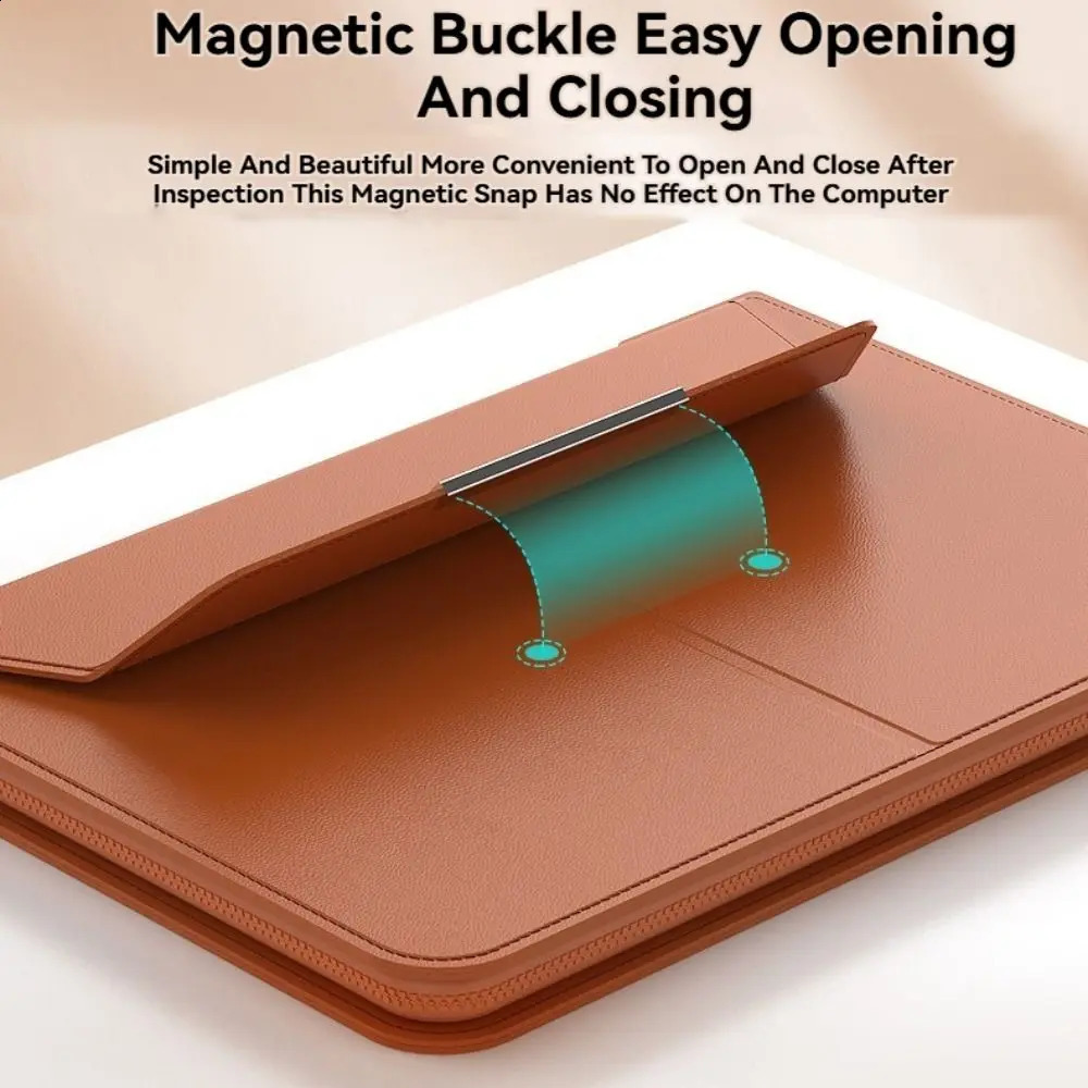 13-14/15-16 Inch Laptop Sleeve Holder Automatic Closing Multifunction Carrying Pouch with Stand Leather for Macbook Air 260317 - view 7