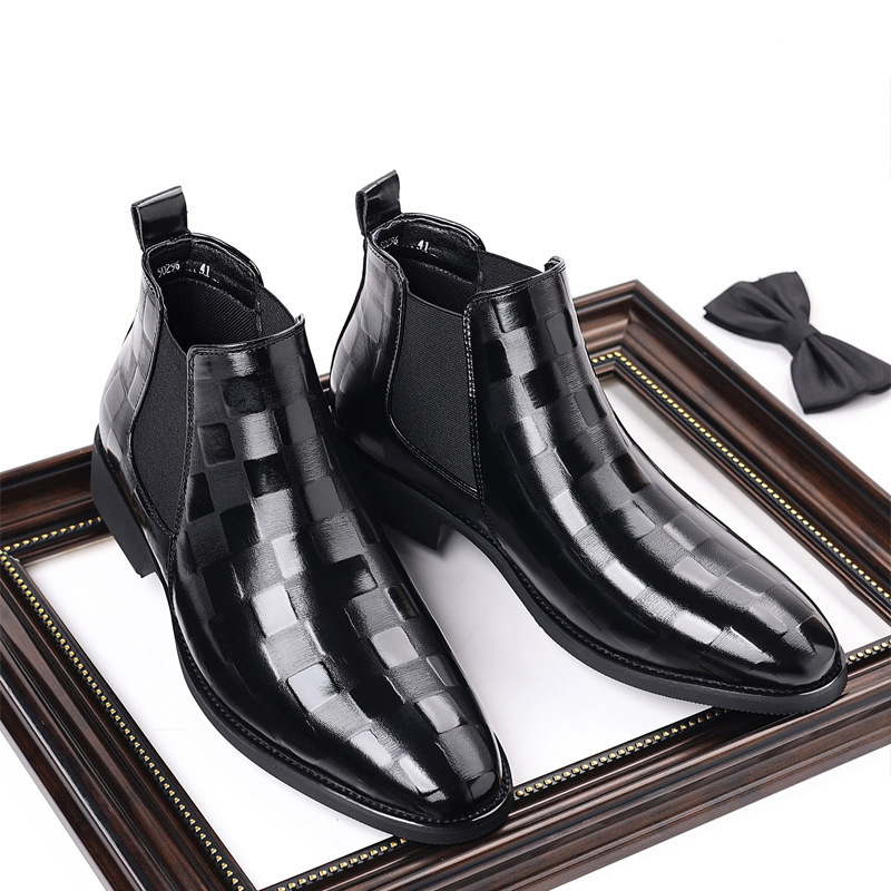 Designer Men's Shoes Chelsea Boots British Style Fashion Pointed Retro Casual High Top Leather Shoes Trendy