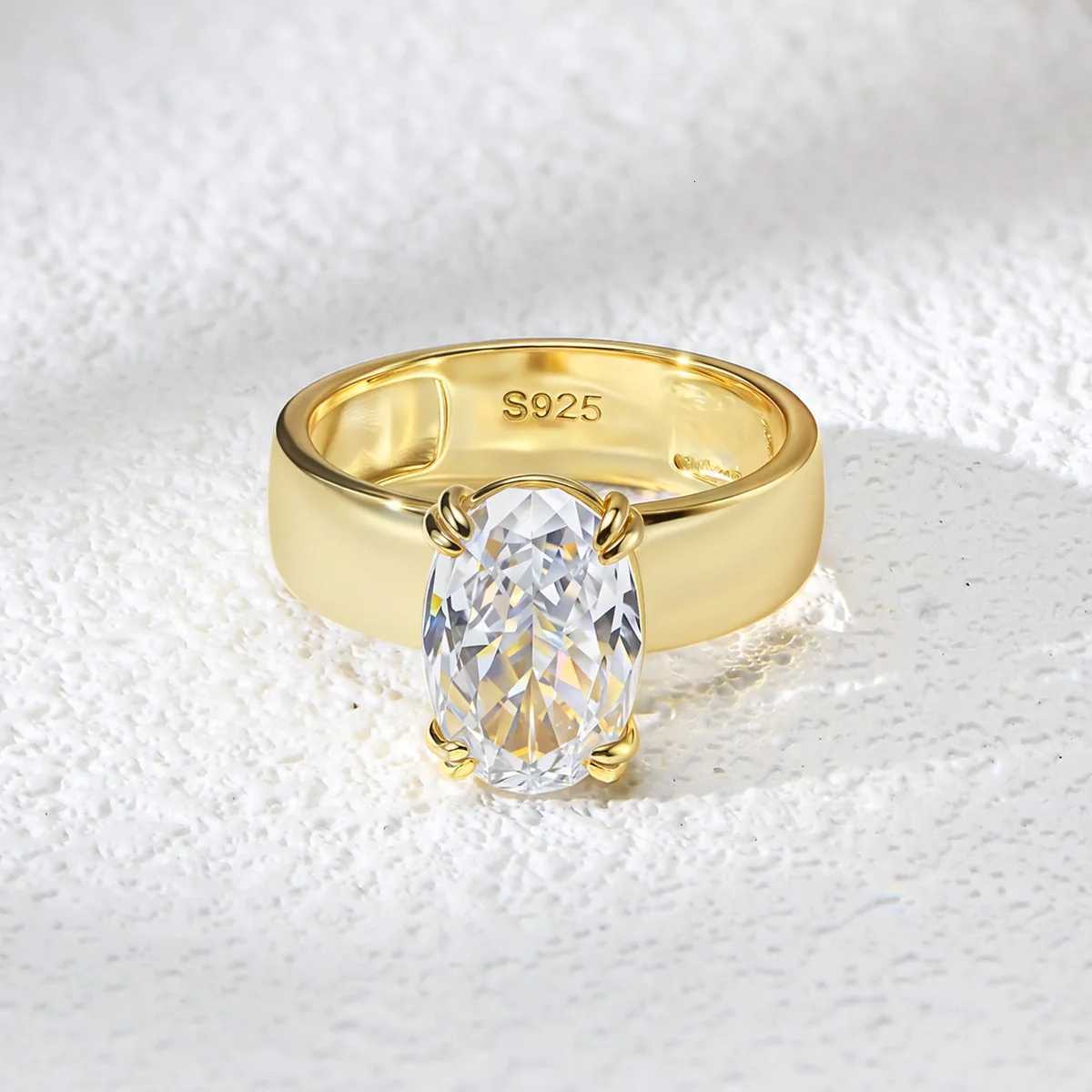 OEVAS 45CT 8X12MM Oval Moissanite Rings for Women S925 Sterling Silver Sparkling Wedding ring Party Fine Jewelry Gift H260320 - view 3