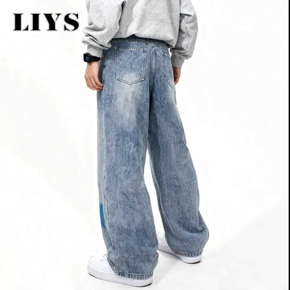 American Mens Retro Painted Graffiti Baggy Straight Leg Jeans Four Seasons Loose Comfortable Casual Denim Pants Jeans Unisex D260320