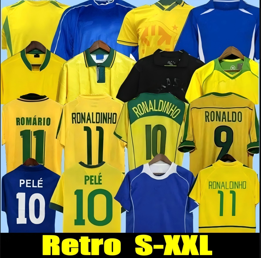 1970 1978 98 26 retro Brasil PELE soccer jerseys 2002 Carlos Romario Ronaldo Ronaldinho shirts 2004 1994 BraziLS 2006 RIVALDO ADRIANO KAKA 1988 2000 2010 VINI JR11 666