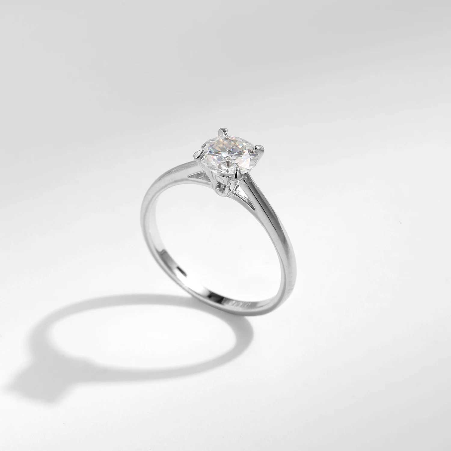 MODIAN 1CT D Color Round High Quality Moissanite Ring For Women 925 Sterling Silver Romantic Wedding Engagement Band Jewelry H260320 - view 5