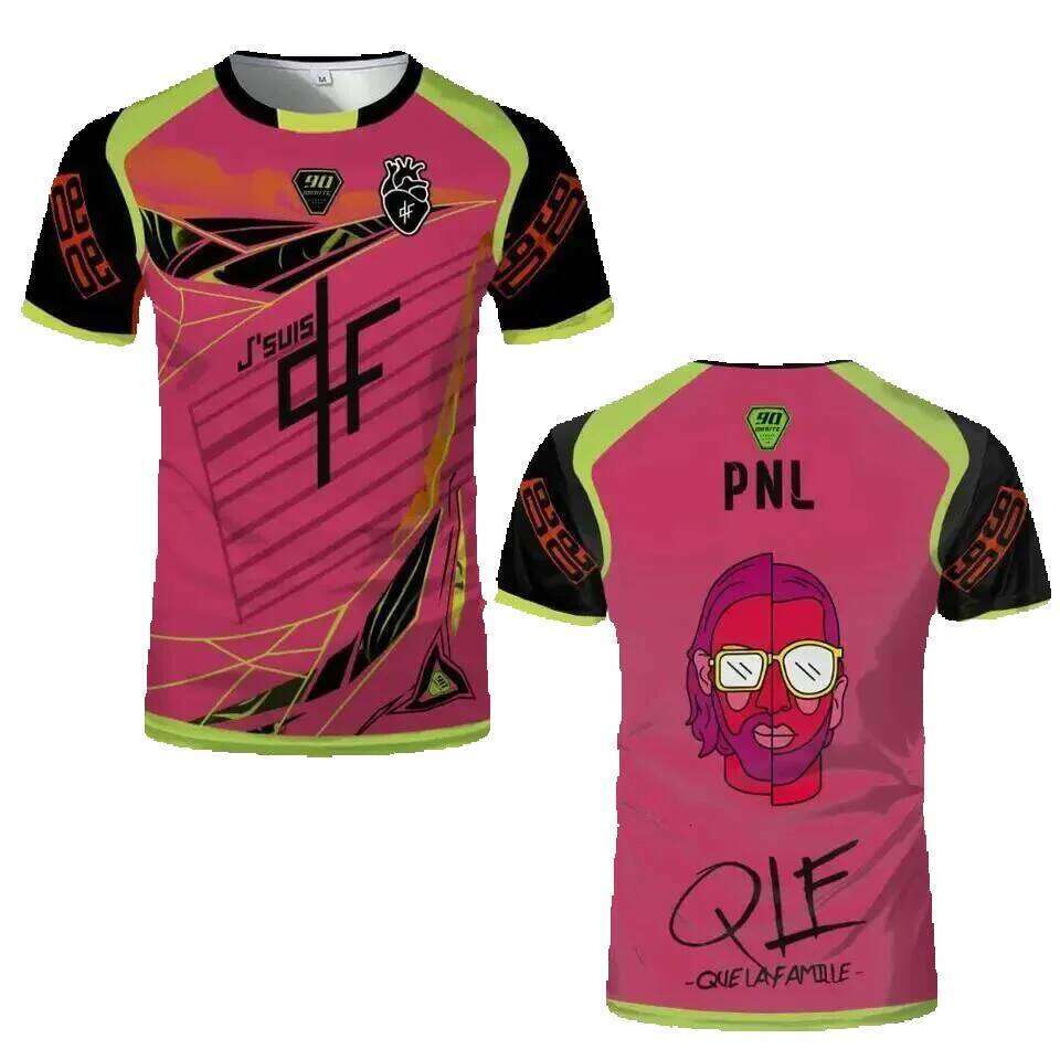 90 Minute PNL J'suis QLF Printed Jersey Men's and Women's Youth Short Sleeve Football Training T-Shirt Adult Children's Clothing