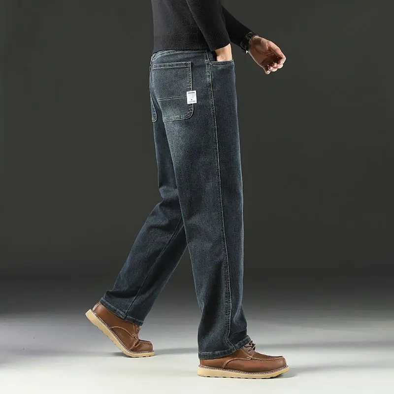 Spring and Autumn Mens Baggy Jeans Casual Straight Stretch Versatile Wide-leg Business Denim Pants Comfortable Loose Trousers D260320
