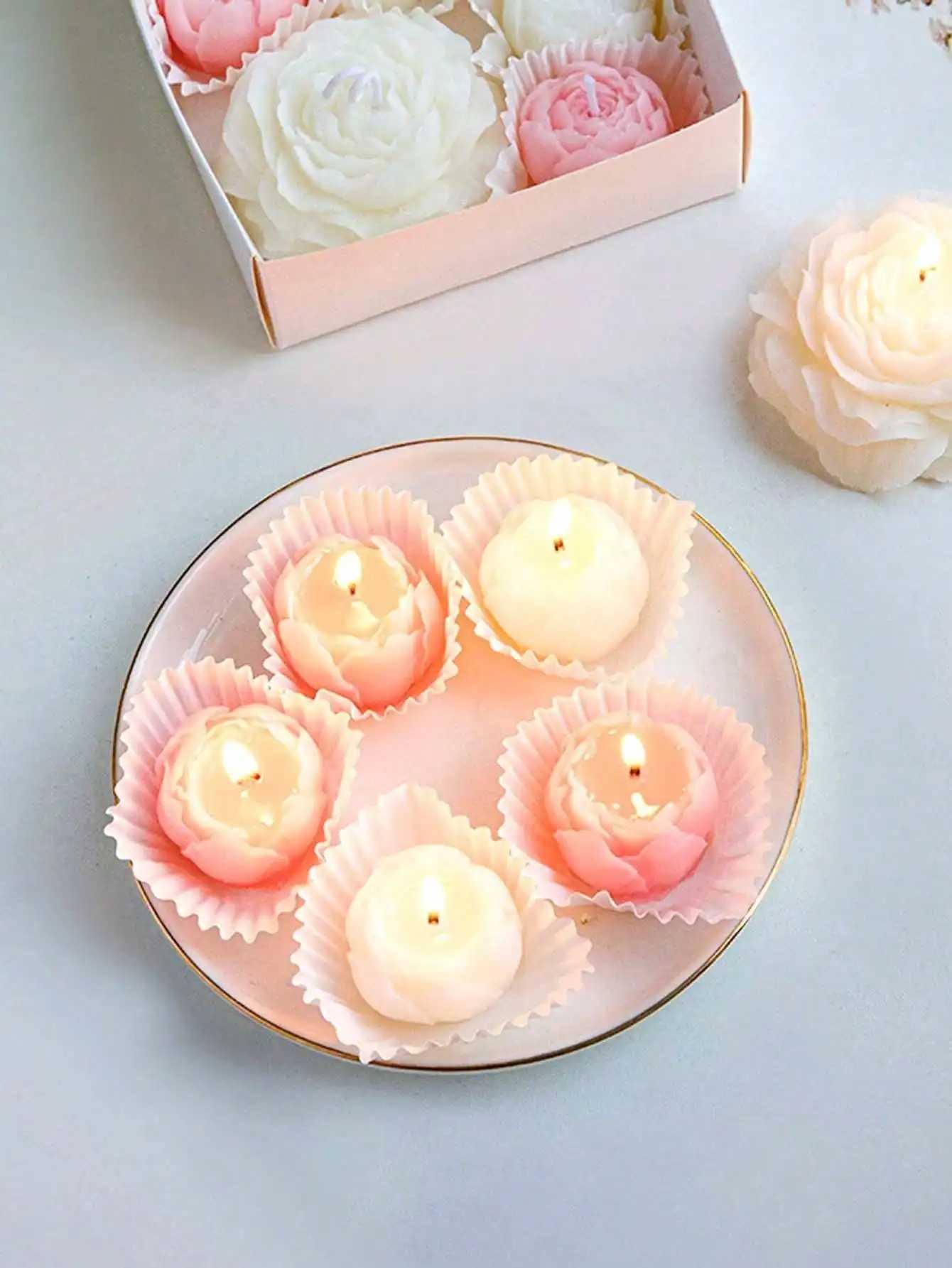4pcs/Set Hand Made Rose Fragrance Scented Candles Hand Made Bouquet CandlesHome Decoration Suitable For Valentines Day Gift H260319