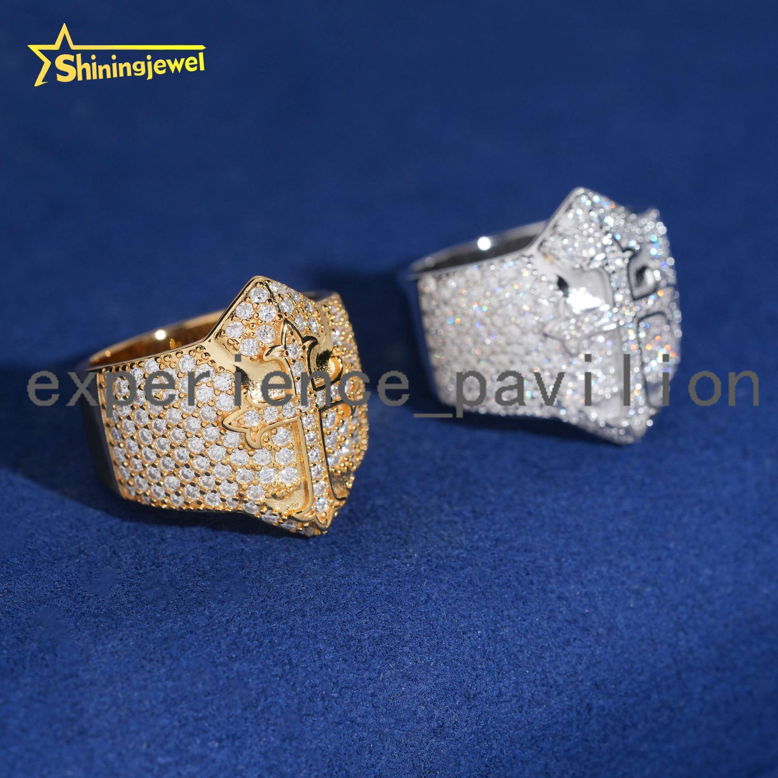 Iced Out Diamond Men Rings Silver 925 Fine Jewelry GRA Certificated Hip Cross Moissanite Ring Pass Diamond Tester