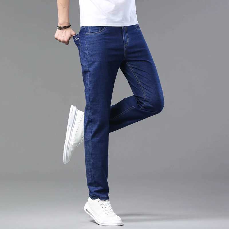 2025 Spring Summer Thin Classic Mens Business Jeans Stretch Trousers Casual Straight Denim Pants Brand Male Clothing 28-40 D260320