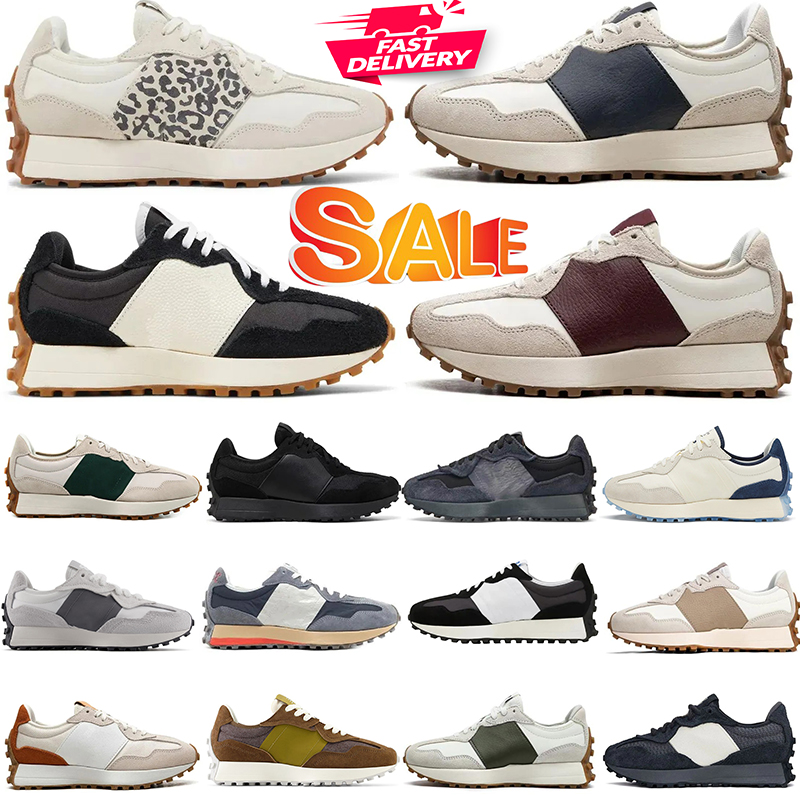 Unisex Designer Running 327 Sneakers White Black Pink Stone Grey Dark Navy Canvas Leather Outdoor Athletic Shoes 36-45