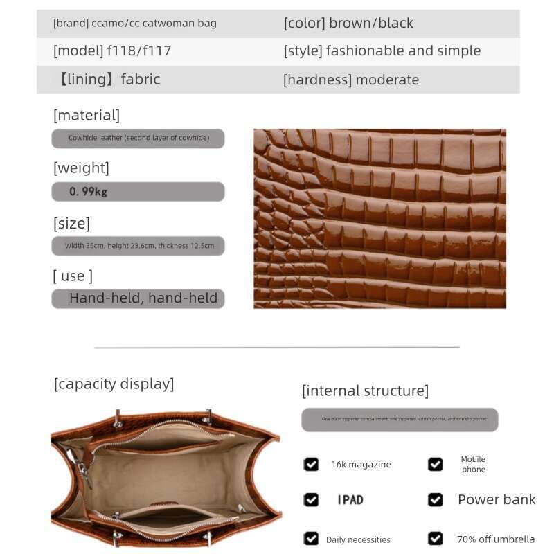 2026 New High-End Crocodile Pattern Leather Women Handbag, Large Capacity Ladies Briefcase, Luxury Hobo Tote Commuter Shoulder Bag SENYY