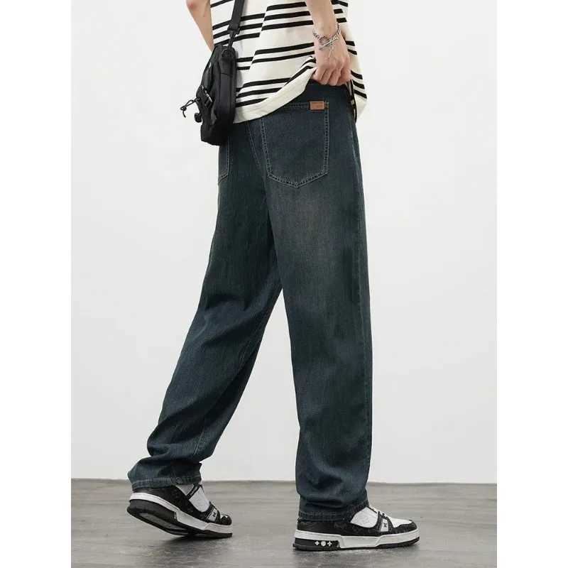 New Mens Straight Vintage Jeans Casual Trousers Personality High Quality Soft Fabric Male Korean Fashion Baggy Denim Pants D260320
