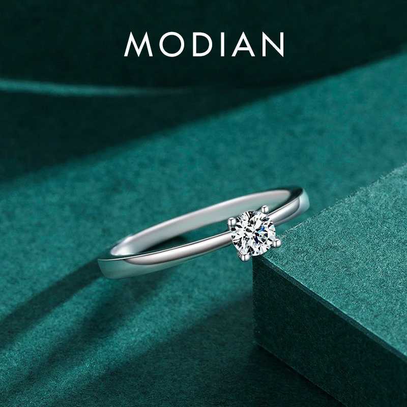 Modian 925 Sterling Silver 10 Hearts Clear CZ Simulated Diamond Simple Wedding Bands Ring For Women Statement Engagement Jewelry H260320 - view 6