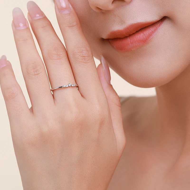 Ailmay New Arrival Simple Cubic Zirconia Fashion Charm 925 Sterling Silver Stackable Rings For Women Wedding Engagement Jewelry H260320 - view 3