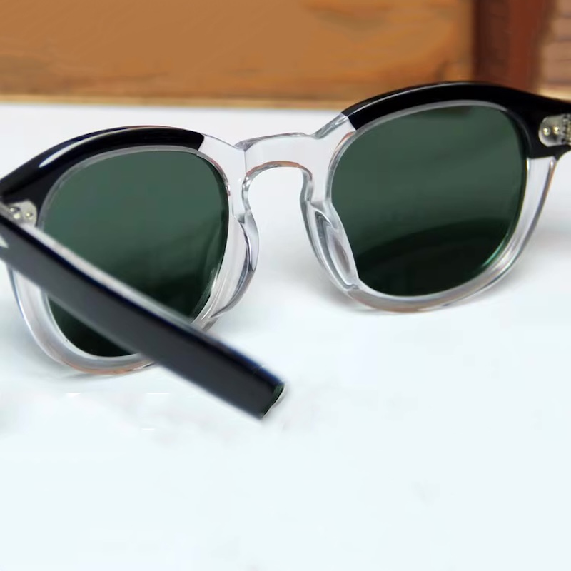 Lemtosh Original NYC Est.1915 Polarized Sunglasses Men Johnny Depp Style Glasses Retro Round Handmade Acetate Frame UV400 Luxury Brand IVSTA Fashion A