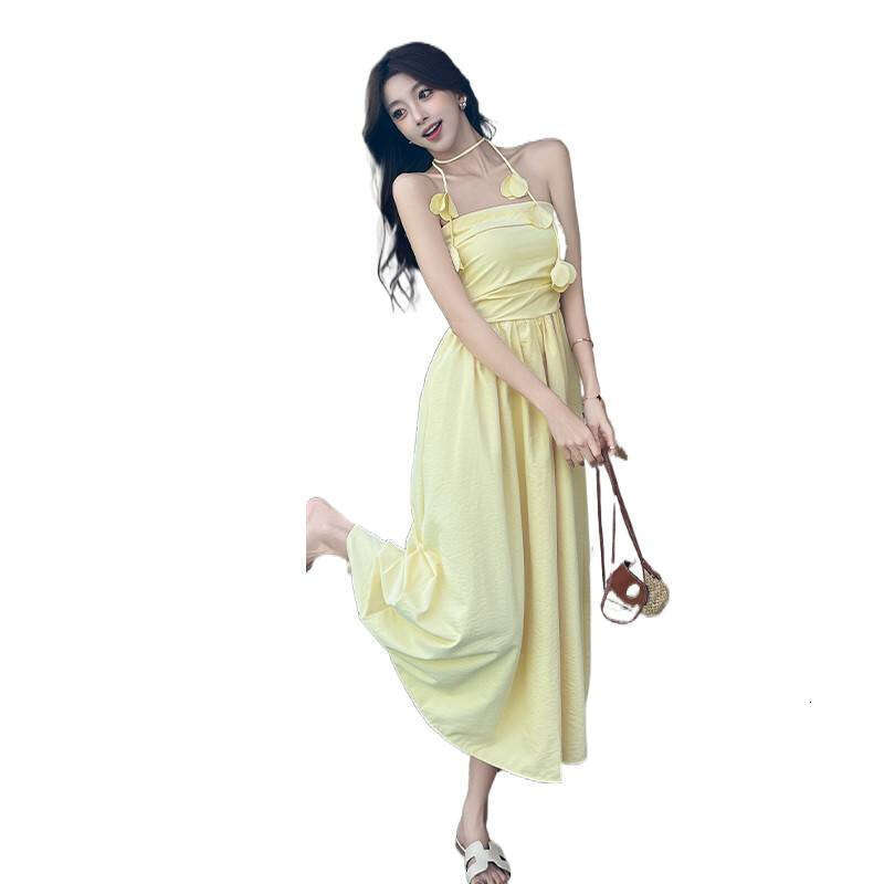 2026 A13 new designer French elegant waistband design slim fit niche long holiday style strapless dress