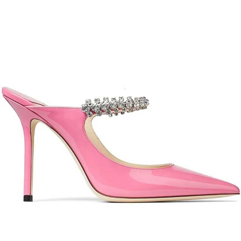 2026 new womens high heels pointed rhinestone chain patent leather fashion shoes C260321