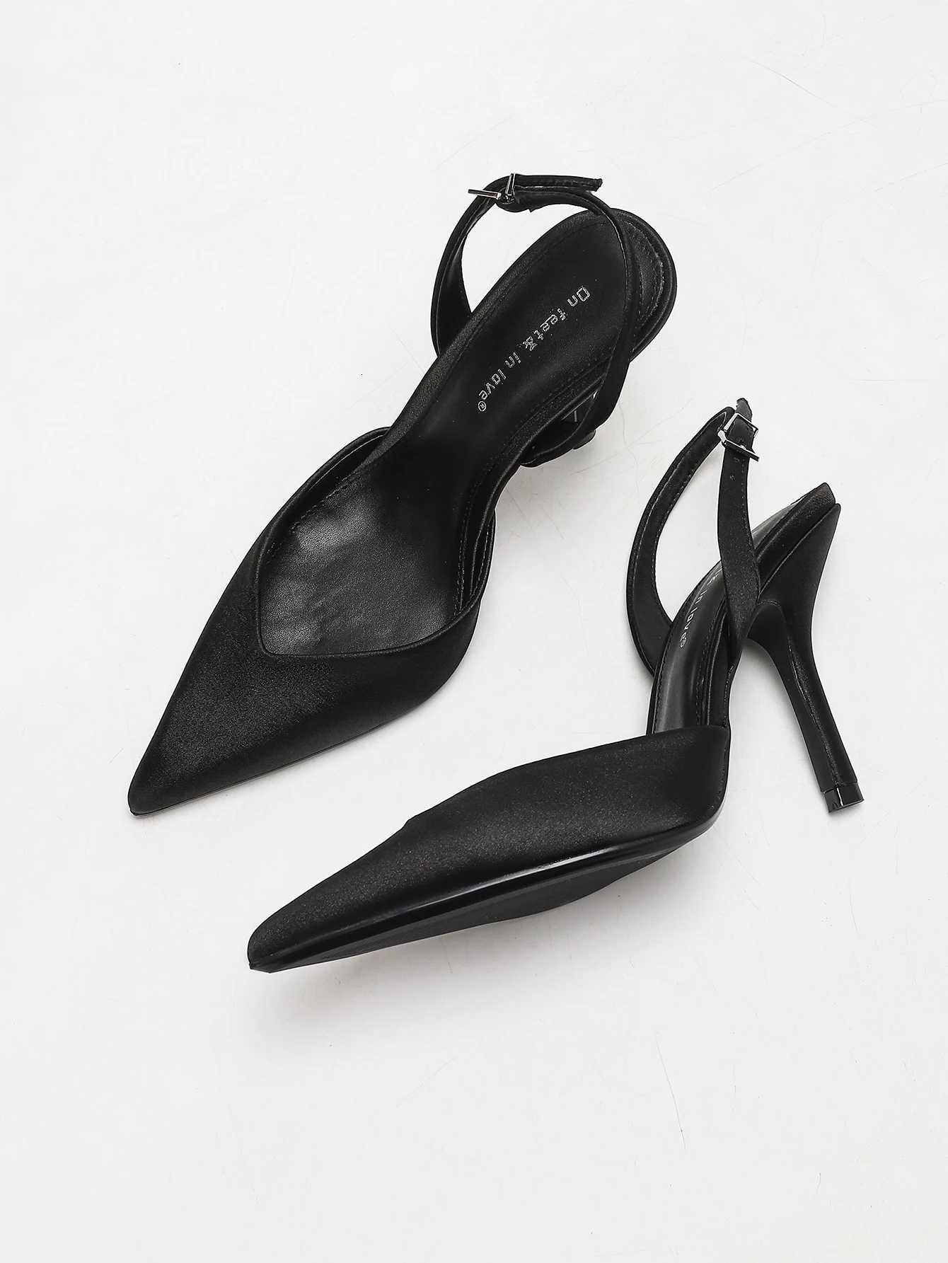 Womens Ivory Satin Pointed-Toe Slingback Heeled Sandals C260321