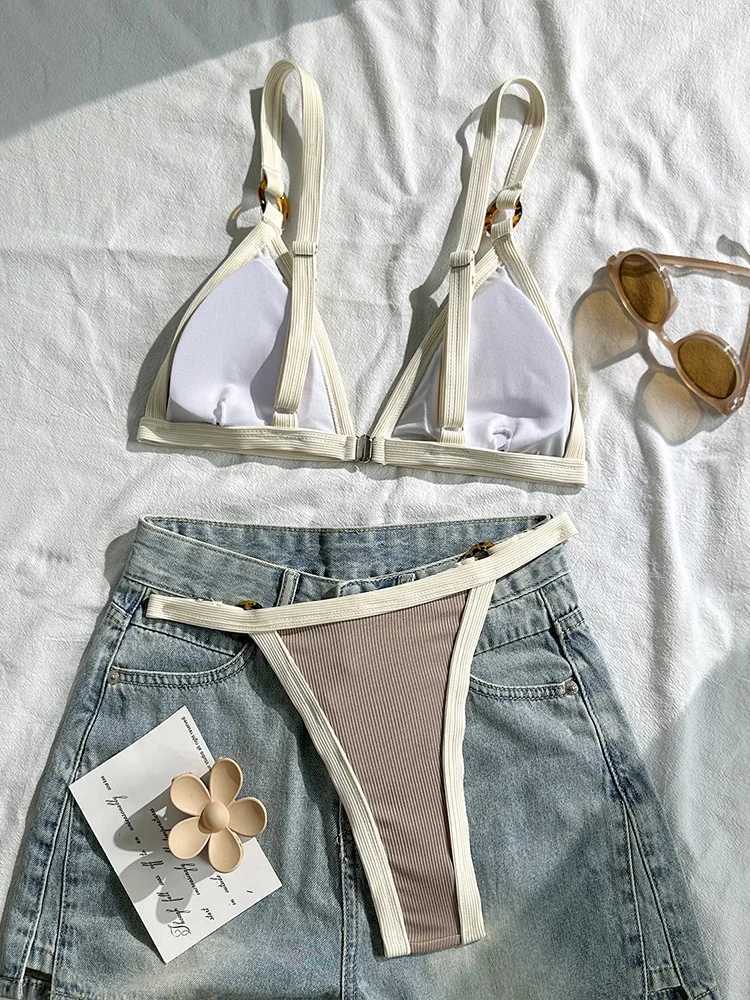 Vzvn Sexy Contrast Color Backless Bikini Women Split Swimsuit Beach Vacation Bikini 2026 New All Season Bikinis 2 Piece Set M260321