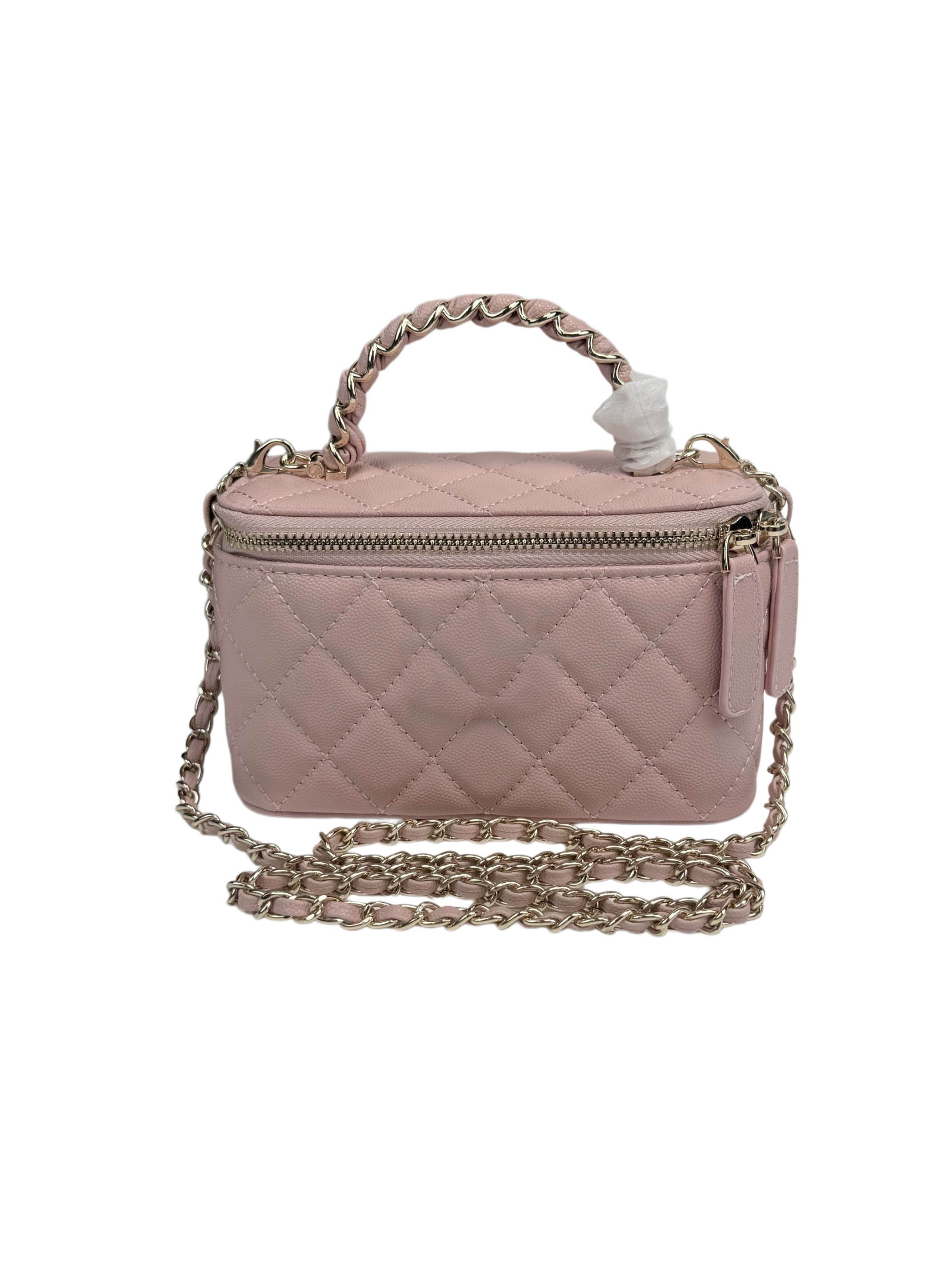 The difference between this designer handbag and the previous gilded ball style is that the chain does not have a gold ball and an additional handle has