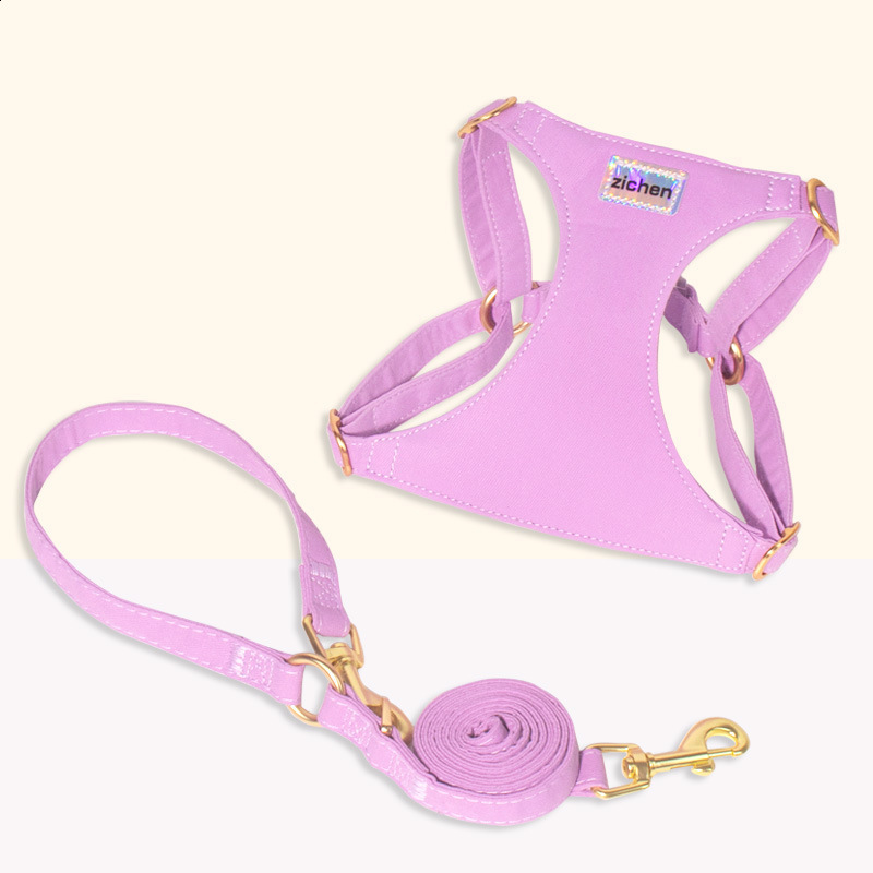 Soft Genuine Leather Dog Harness Leash Set Small Medium Dogs Cats Harness Vest For Chihuahua French Bulldog Walking Training 240819