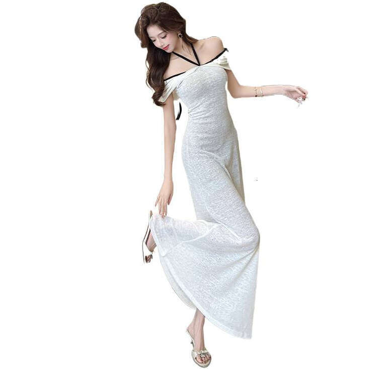 2026 summer new designer women's romantic k30 off shoulder strapless lace up slim long dress