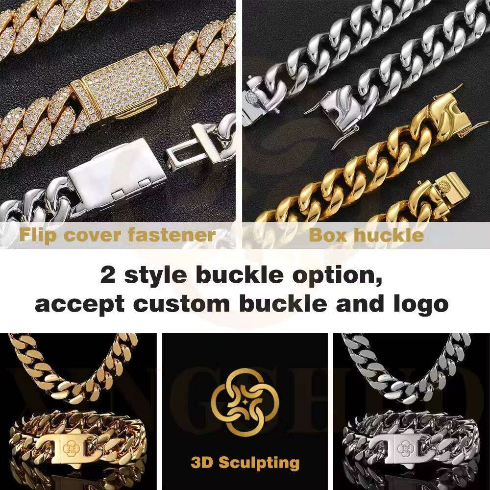 Custom 18K Wholesale Choker Link 24K Gold 20Mm Miami Cuban Chain Necklace Jewelry77