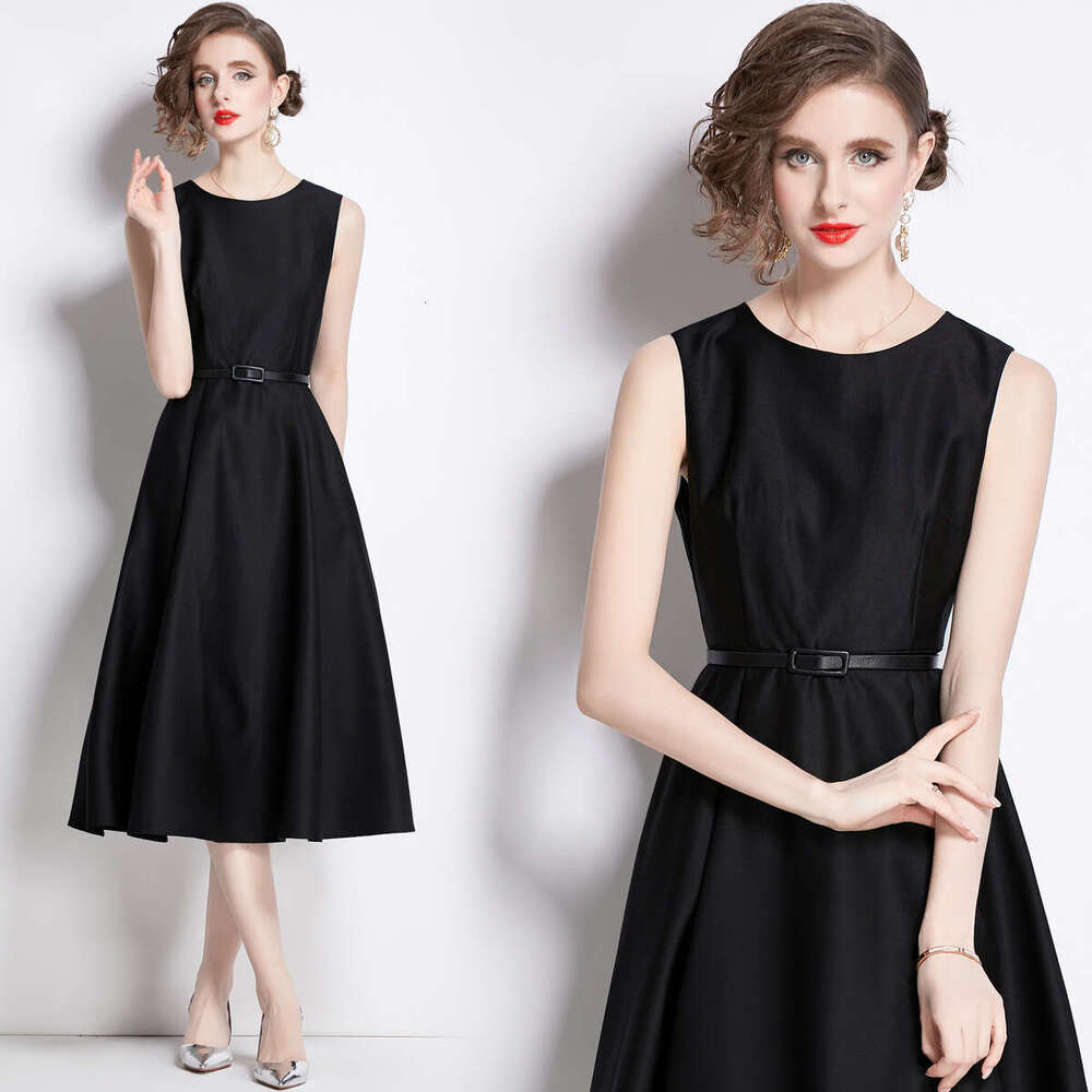 Summer new A14 designer French elegant mature waist cinching slim fit fashionable long sleeved dress