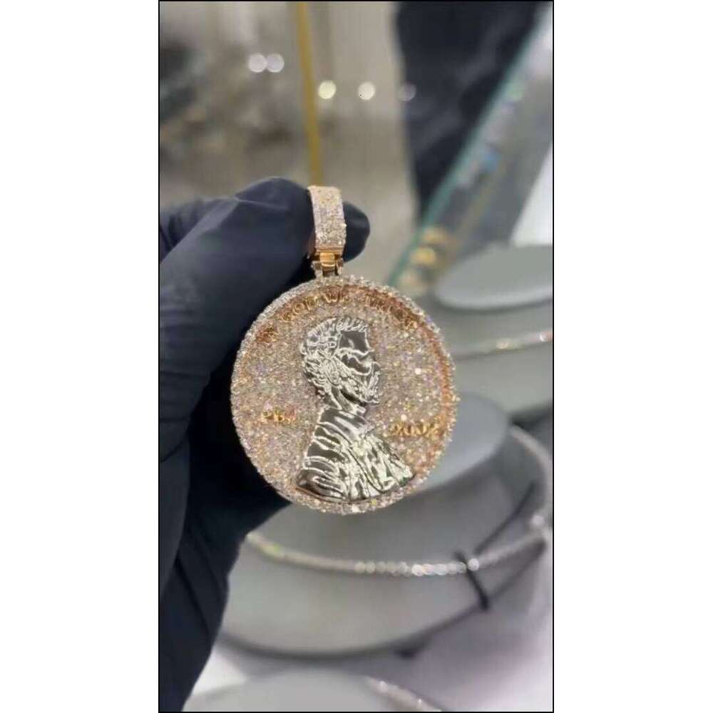 Custom VVS Moissanite Round Brilliant Cut 925 Sterling Silver Iced Out Memory 3D Enamel Hip Hop GRA Certified Pendant